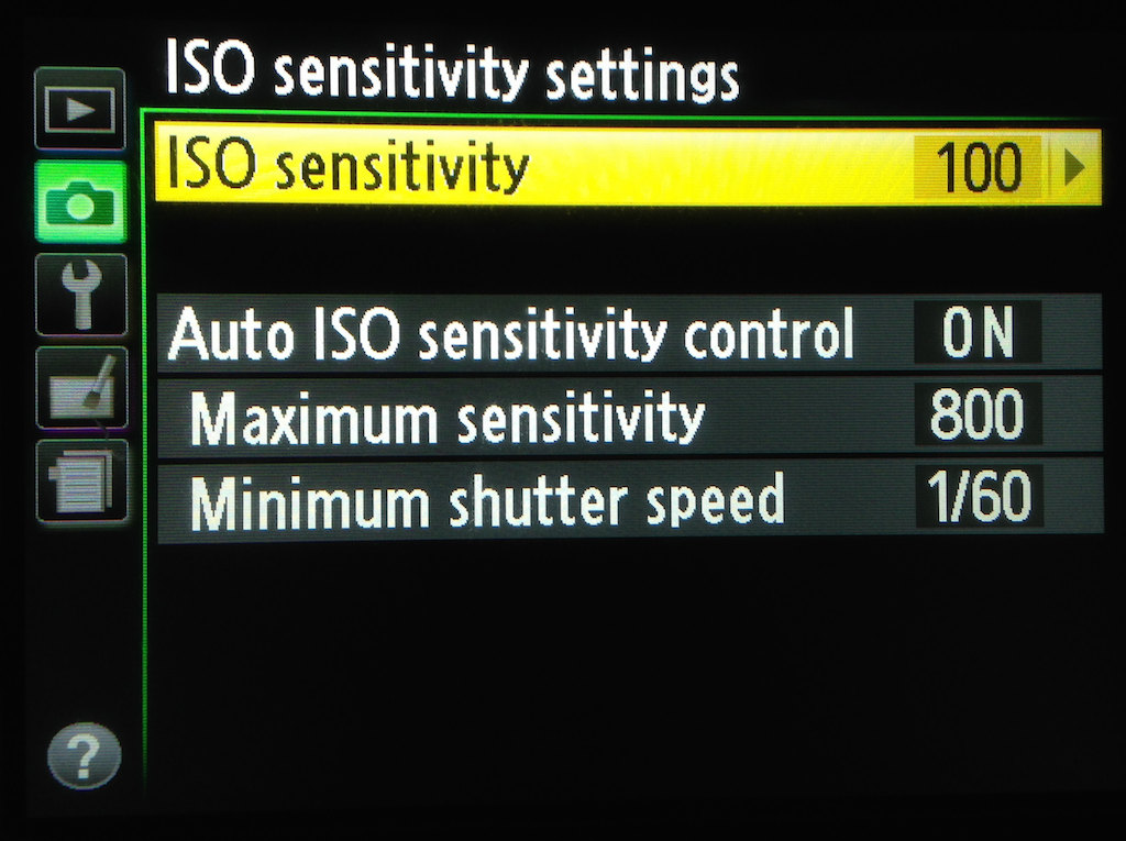 Figure 2: ISO settings menu