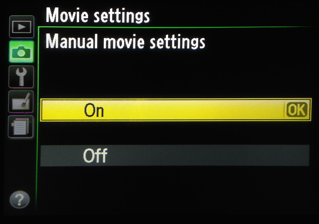 Figure 9: Manual movie settings