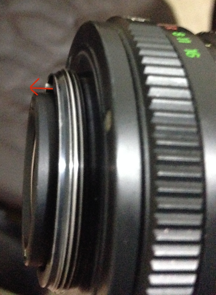Figure 0: Lens back, with core protruding outside when at infinity focus. The lens was modified so the core can move further back.