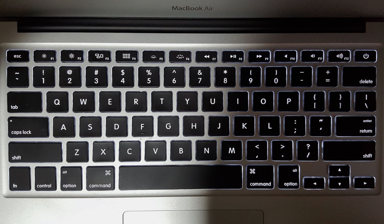 Figure 6: Macbook Air keyboard. This exact layout is found on the standard desktop keyboard.