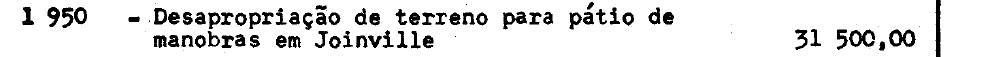 Figura 5: Menção à desapropriação para pátio de manobras em Joinville. Fonte: Relatório da RVPSC apresentado ao seu Ministério em 1956.