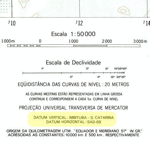 Figura 15: Detalhe de uma carta topográfica do IBGE. Datum da carta Joinville 1:50.000.