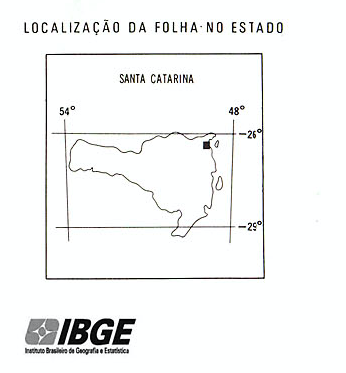 Figura 5: Detalhe de uma carta topográfica do IBGE. Os meridianos que delimitam o fuso UTM 22 cobrem inteiramente o território catarinense.
